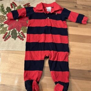 Polo by Ralph Lauren Red and Navy Striped Kids Bodysuit